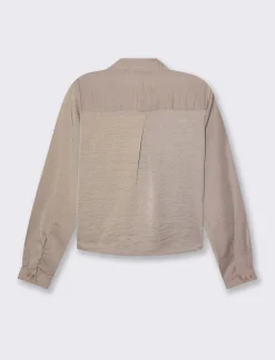 Piazza Italia Camicia crop a manica lunga con scollo a V in satin - castoro Grigio New