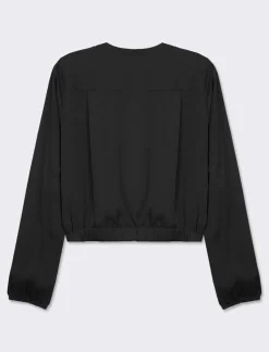 Piazza Italia Camicia cropped manica lunga e con pieghe sul fondo effetto sblusato - Nero Cheap