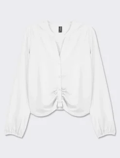 Piazza Italia Camicia cropped manica lunga e con pieghe sul fondo effetto sblusato - latte Bianco Best