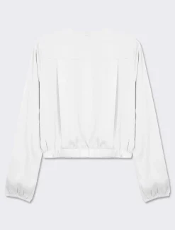 Piazza Italia Camicia cropped manica lunga e con pieghe sul fondo effetto sblusato - latte Bianco Best