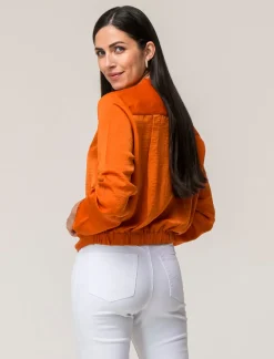 Piazza Italia Camicia cropped manica lunga e con pieghe sul fondo effetto sblusato - Arancio Arancione Best
