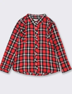 Piazza Italia Camicia da bambina finto filo a quadri con rouches e bottoni perlati a pressione - Rosso Cheap