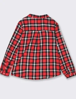 Piazza Italia Camicia da bambina finto filo a quadri con rouches e bottoni perlati a pressione - Rosso Cheap