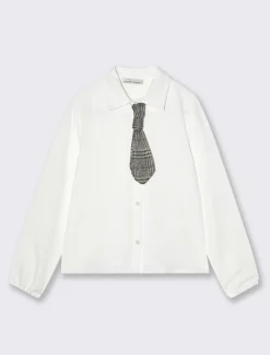 Piazza Italia Camicia elegante da bambina con cravattino - Bianco Discount