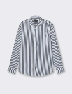 Piazza Italia Camicia fantasia a righe con collo francese - ette Blu Sale