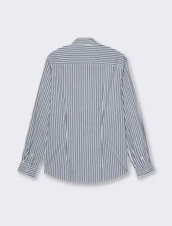 Piazza Italia Camicia fantasia a righe con collo francese - ette Blu Sale