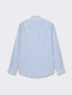 Piazza Italia Camicia fantasia a righe con collo francese - Azzurro Cheap