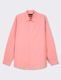 Piazza Italia Camicia fil a fil regular fit easy iron - Corallo Arancione Sale