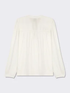 Piazza Italia Camicia fluida con collo alla coreana e maniche ampie e applicazione nerve con arriccio - Bianco Best