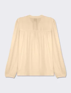 Piazza Italia Camicia fluida con collo alla coreana e maniche ampie e applicazione nerve con arriccio - Beige corda Marrone Clearance