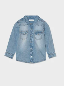 Piazza Italia Camicia in cotone con bottoncini a pressione - Denim Blu New