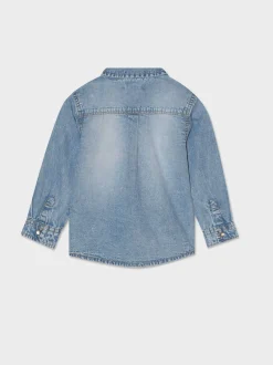 Piazza Italia Camicia in cotone con bottoncini a pressione - Denim Blu New