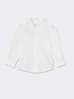 Piazza Italia Camicia in cotone con ricamo linea basic - sporco Bianco New