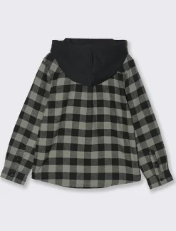 Piazza Italia Camicia in cotone fantasia a quadri con cappuccio e taschino frontale in velluto a coste - Fantasia Best