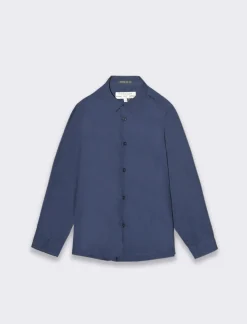 Piazza Italia Camicia in cotone tinta unita con ricamo laterale linea regular - Blu New