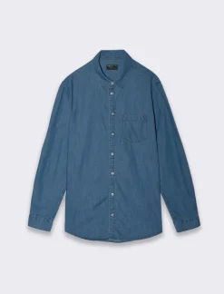 Piazza Italia Camicia in denim regular fit colletto revers a maniche lunghe - Denim Blu Online