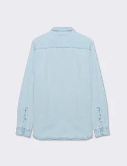 Piazza Italia Camicia in denim regular fit colletto revers a maniche lunghe - Denim chiaro Blu Discount