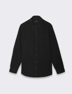 Piazza Italia Camicia in denim regular fit colletto revers a maniche lunghe - Nero Best