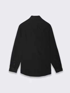 Piazza Italia Camicia in denim regular fit colletto revers a maniche lunghe - Nero Best