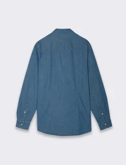 Piazza Italia Camicia in denim regular fit colletto arevers e maniche lunghe - Denim Blu Shop