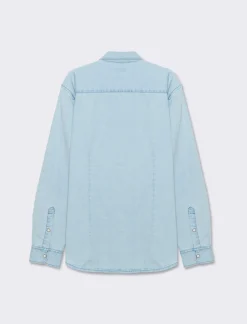 Piazza Italia Camicia in denim regular fit colletto arevers e maniche lunghe - Denim chiaro Blu Sale