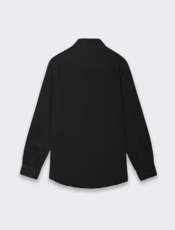 Piazza Italia Camicia in denim regular fit colletto arevers e maniche lunghe - Nero Outlet