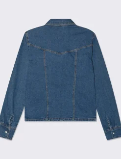 Piazza Italia Camicia in denim skinny elastico con bottoni a pressione - Denim Blu Flash Sale