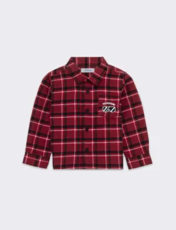 Piazza Italia Camicia in flanella, a quadri con ricamo sul dietro e applicazione sul davanti. - Rosso Outlet