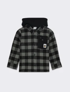 Piazza Italia Camicia in flanella con cappuccio con bottoncini e tasca in velluto - Fantasia Multicolore Hot