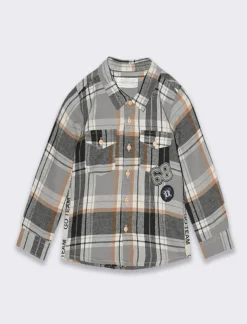 Piazza Italia Camicia in flanella con nastri stampati nei lati e applicazioni frontali - Fantasia Multicolore Discount