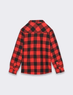 Piazza Italia Camicia in flanella fantasia madras con tasca frontale - Rosso Shop