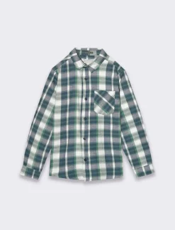 Piazza Italia Camicia in flanella fantasia madras con tasca frontale - Verde Store
