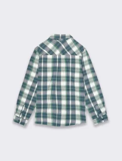 Piazza Italia Camicia in flanella fantasia madras con tasca frontale - Verde Store