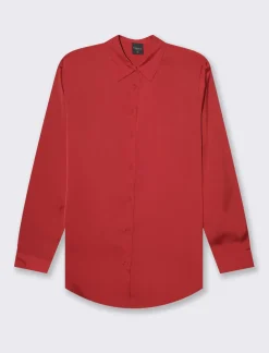 Piazza Italia Camicia in satin manica lunga vestibilità comoda - Rosso Cheap