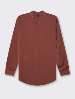 Piazza Italia Camicia in satin manica lunga vestibilità comoda - coccio Marrone Fashion