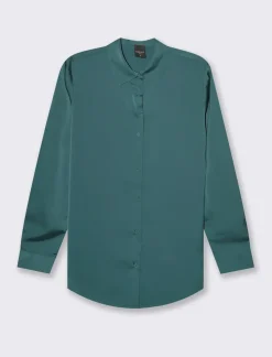 Piazza Italia Camicia in satin manica lunga vestibilità comoda - Verde Cheap