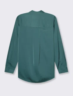 Piazza Italia Camicia in satin manica lunga vestibilità comoda - Verde Cheap