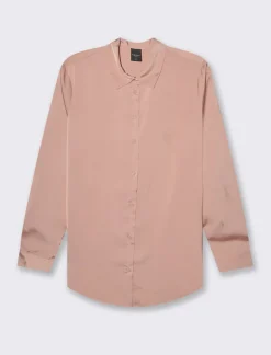 Piazza Italia Camicia in satin manica lunga vestibilità comoda - Rosa Online
