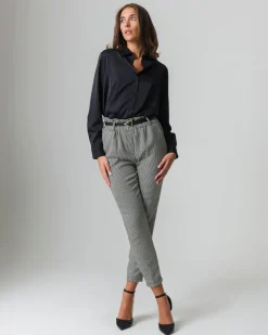 Piazza Italia Camicia in satin manica lunga vestibilità comoda - Nero New