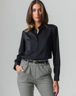 Piazza Italia Camicia in satin manica lunga vestibilità comoda - Nero New