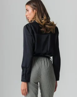 Piazza Italia Camicia in satin manica lunga vestibilità comoda - Nero New