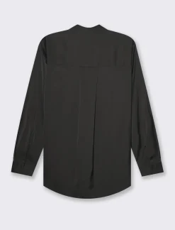 Piazza Italia Camicia in satin manica lunga vestibilità comoda - Nero New