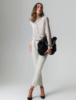 Piazza Italia Camicia in satin manica lunga vestibilità comoda - Beige Best Sale