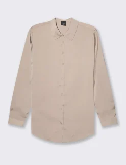 Piazza Italia Camicia in satin manica lunga vestibilità comoda - Beige Best Sale