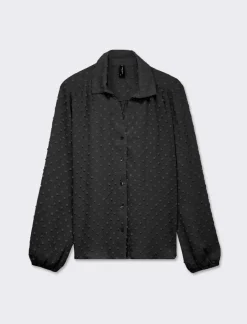 Piazza Italia Camicia in tessuto plumeties scollo a V e manica a sbuffo - Nero Shop