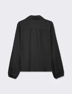 Piazza Italia Camicia in tessuto plumeties scollo a V e manica a sbuffo - Nero Shop