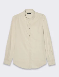 Piazza Italia Camicia in velluto regular fit con olletto a revers e maniche lunghe - Beige Cheap