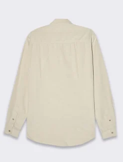 Piazza Italia Camicia in velluto regular fit con olletto a revers e maniche lunghe - Beige Cheap