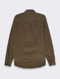 Piazza Italia Camicia in velluto regular fit con olletto a revers e maniche lunghe - Verde kaki Hot