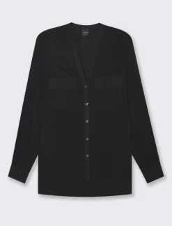 Piazza Italia Camicia in viscosa manica lunga risvoltabile tramite alette - Nero Best Sale